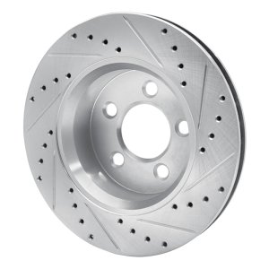 Dodge Nitro Brake Rotor (1) - Front Left - R1 Concepts - Drilled & Slotted - Silver - `07-`12